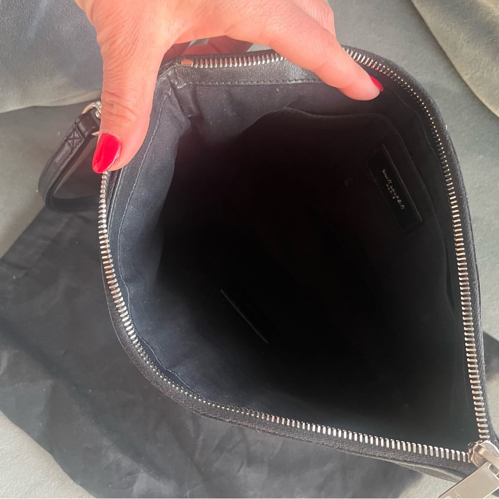Saint Laurent Rive Gauche Canvas/ Leather Zip Pouch - Picture 5 of 9